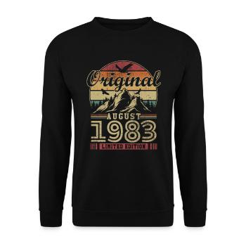 Original août 1983 vintage anniversaire 1983 - Sweat-shirt Unisexe - noir - Devant - Alina (178cm) & Michal (187cm)