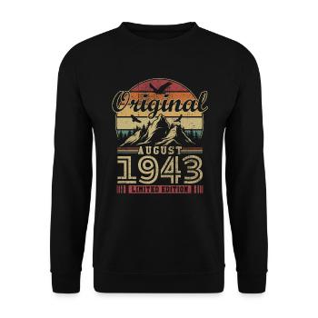 Original August 1943 vintage anniversary 1943 - Unisex Sweatshirt - black - Front - Alina (178cm) & Michal (187cm)