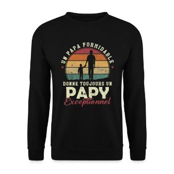 Papa formidable, papy exceptionnel - Sweat-shirt Unisexe - noir - Devant - Alina (178cm) & Michal (187cm)