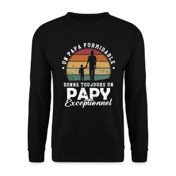 Papa formidable, papy exceptionnel - Sweat-shirt Unisexe - noir - Devant - Alina (178cm) & Michal (187cm)