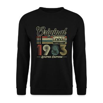 Original 1983 Vintage Anniversaire Rétro 1983 - Sweat-shirt Unisexe - noir - Devant - Alina (178cm) & Michal (187cm)