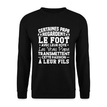 Papas passion foot transmettent à leur fils - Sweat-shirt Unisexe - noir - Devant - Alina (178cm) & Michal (187cm)