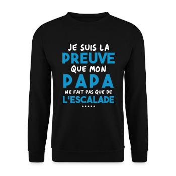 Preuve que papa ne fait pas que de l'escalade - Sweat-shirt Unisexe - noir - Devant - Alina (178cm) & Michal (187cm)