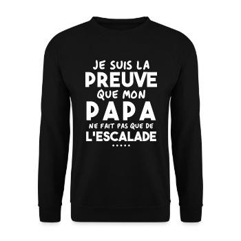 Preuve que papa ne fait pas que de l'escalade - Sweat-shirt Unisexe - noir - Devant - Alina (178cm) & Michal (187cm)