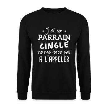 J'ai un parrain cinglé humour cadeau - Sweat-shirt Unisexe - noir - Devant - Alina (178cm) & Michal (187cm)