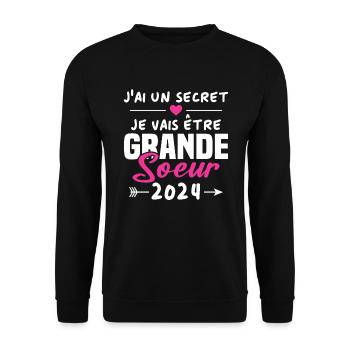 Je Vais être Grande Soeur 2024 - Sweat-shirt Unisexe - noir - Devant - Alina (178cm) & Michal (187cm)