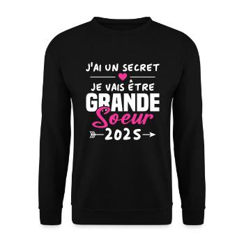 Je Vais être Grande Soeur 2025 - Sweat-shirt Unisexe - noir - Devant - Alina (178cm) & Michal (187cm)