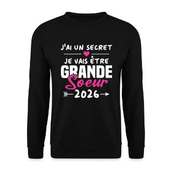 Je Vais être Grande Soeur 2026 - Sweat-shirt Unisexe - noir - Devant - Alina (178cm) & Michal (187cm)