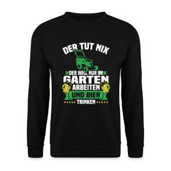 Will nur im garten arbeiten und bier trinken - Unisex Pullover - Schwarz - Vorne - Alina (178cm) & Michal (187cm)