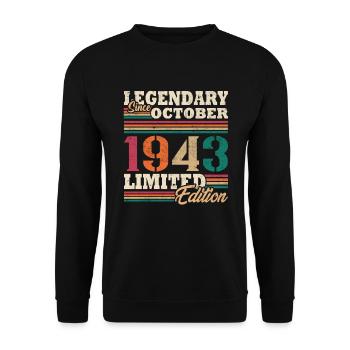 Vintage 1943 Octobre Cadeau Anniversaire Rétro - Sweat-shirt Unisexe - noir - Devant - Alina (178cm) & Michal (187cm)