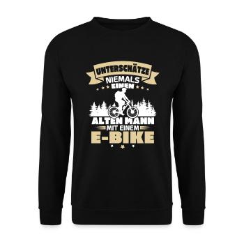 Alten mann mit einem e bike - Unisex Pullover - Schwarz - Vorne - Alina (178cm) & Michal (187cm)