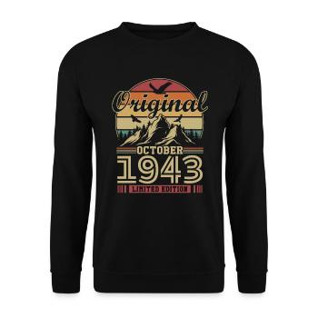 Original October 1943 vintage anniversary 1943 - Unisex Sweatshirt - black - Front - Alina (178cm) & Michal (187cm)