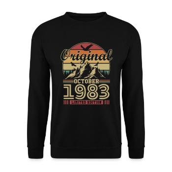 Original octobre 1983 vintage anniversaire 1983 - Sweat-shirt Unisexe - noir - Devant - Alina (178cm) & Michal (187cm)