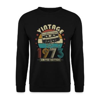 Vintage 1973 Anniversaire Rétro Vintage Cadeau - Sweat-shirt Unisexe - noir - Devant - Alina (178cm) & Michal (187cm)