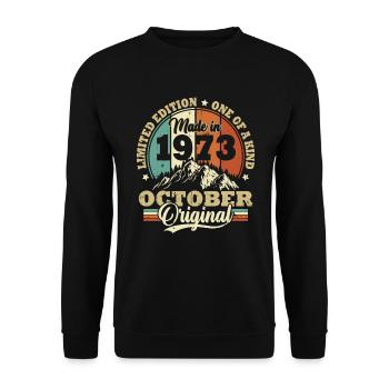 Cadeau Anniversaire Rétro Vintage 1973 Octobre - Sweat-shirt Unisexe - noir - Devant - Alina (178cm) & Michal (187cm)