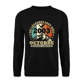 Vintage octobre 2003 vintage cadeau anniversaire - Sweat-shirt Unisexe - noir - Devant - Alina (178cm) & Michal (187cm)