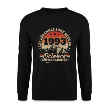 Vintage cadeau anniversaire nées en octobre 1993 - Sweat-shirt Unisexe - noir - Devant - Alina (178cm) & Michal (187cm)