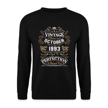 Retro Vintage Birthday Gift October 1993 - Unisex Sweatshirt - black - Front - Alina (178cm) & Michal (187cm)