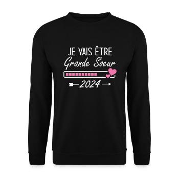 Je Vais être Grande Soeur 2024 - Sweat-shirt Unisexe - noir - Devant - Alina (178cm) & Michal (187cm)