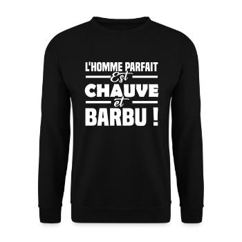 L homme parfait est chauve et barbu - Sweat-shirt Unisexe - noir - Devant - Alina (178cm) & Michal (187cm)