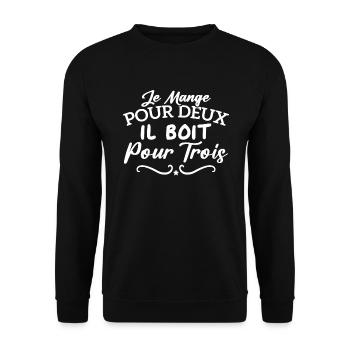 Je mange pour deux il boit pour trois - Sweat-shirt Unisexe - noir - Devant - Alina (178cm) & Michal (187cm)