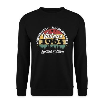 Vintage Cadeau Anniversaire Pour Né En 1963 - Sweat-shirt Unisexe - noir - Devant - Alina (178cm) & Michal (187cm)