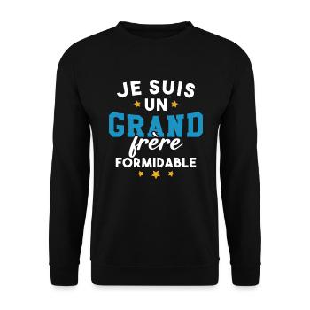 Je suis un Grand frère formidable - Sweat-shirt Unisexe - noir - Devant - Alina (178cm) & Michal (187cm)
