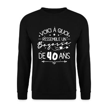 Voici à quoi ressemble un bogosse de 40 ans - Sweat-shirt Unisexe - noir - Devant - Alina (178cm) & Michal (187cm)