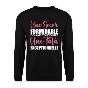a formidable Sister gives Tata exceptional - Unisex Sweatshirt - black - Front - Alina (178cm) & Michal (187cm)