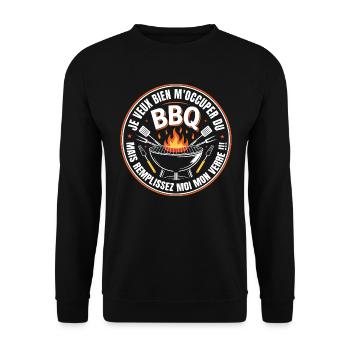BBQ Apéro Cadeau Barbecue Humour - Sweat-shirt Unisexe - noir - Devant - Alina (178cm) & Michal (187cm)