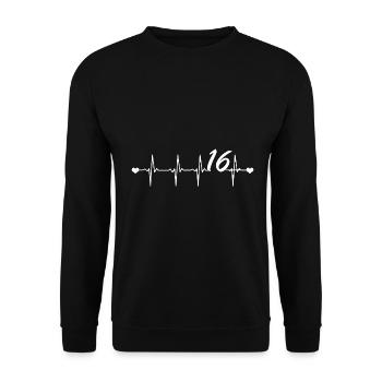 16ème anniversaire idée cadeau de pulsation de coeur - Sweat-shirt Unisexe - noir - Devant - Alina (178cm) & Michal (187cm)
