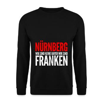 Wir sind keine Bayern wir sind FRANKEN - Unisex Pullover - Schwarz - Vorne - Alina (178cm) & Michal (187cm)