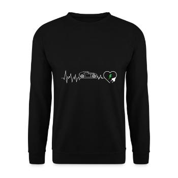 E-auto battement cardiaque ECG voiture électrique rEVolution EV St - Sweat-shirt Unisexe - noir - Devant - Alina (178cm) & Michal (187cm)