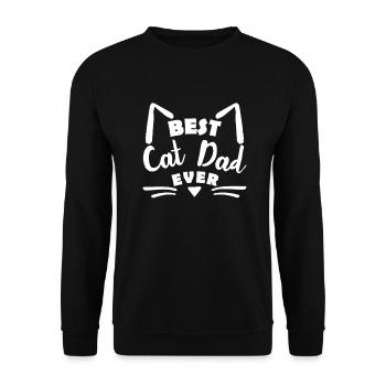 Bester Katzenvater aller Zeiten Lustiger kursiver Katzenvater Papa D. - Unisex Pullover - Schwarz - Vorne - Alina (178cm) & Michal (187cm)