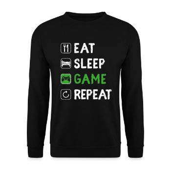 Funny Eat Sleep Game Repeat Video Gamer Gaming Lov - Unisex Sweatshirt - black - Front - Alina (178cm) & Michal (187cm)