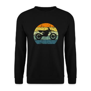 Dirt Bike Motocross Motorrad Vintage Retro Moto - Unisex Pullover - Schwarz - Vorne - Alina (178cm) & Michal (187cm)