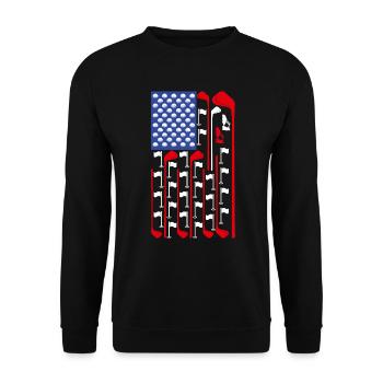 American Flag Golf Club Sport Lustige Golfgeschenke - Unisex Pullover - Schwarz - Vorne - Alina (178cm) & Michal (187cm)