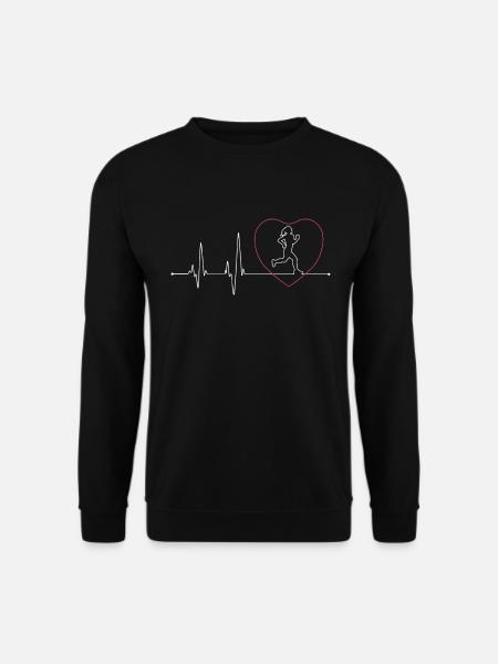 Womens Runners Heartbeat Running Girl Heartbeat Fu - Unisex Sweatshirt - black