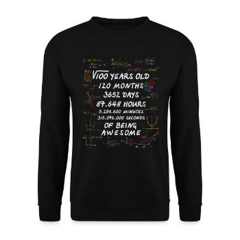Quadratwurzel von 100 10. Geburtstag 10 Jahre alt Mathe - Unisex Pullover - Schwarz - Vorne - Alina (178cm) & Michal (187cm)