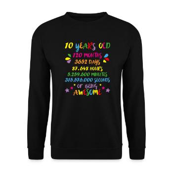 10 Jahre 120 Monate Geburtstag Math Nerd Geeky Girl - Unisex Pullover - Schwarz - Vorne - Alina (178cm) & Michal (187cm)