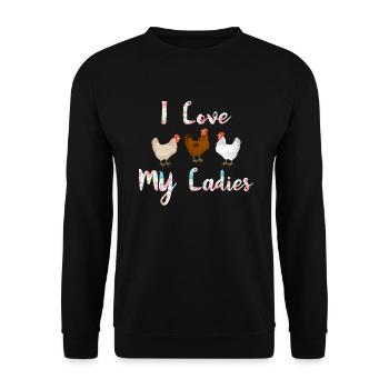 Poulet drôle j'aime mon cadeau de dames pour le poulet Ow - Sweat-shirt Unisexe - noir - Devant - Alina (178cm) & Michal (187cm)