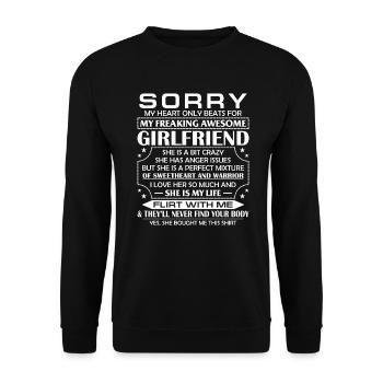 Désolé, mon cœur ne bat que pour mon freaking awesome - Sweat-shirt Unisexe - noir - Devant - Alina (178cm) & Michal (187cm)