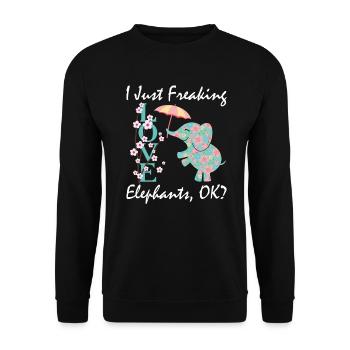 Elefantenliebhaber Ich bin einfach freaking Liebe Elefanten OK? - Unisex Pullover - Schwarz - Vorne - Alina (178cm) & Michal (187cm)