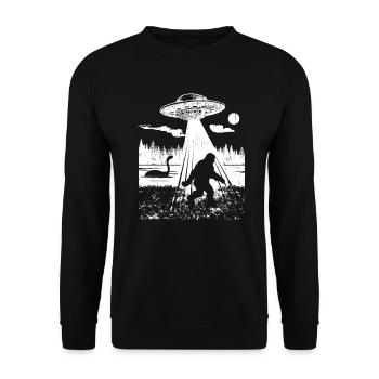 Bigfoot UFO Abduction Funny Sasquatch Aliens Crypt - Unisex Sweatshirt - black - Front - Alina (178cm) & Michal (187cm)