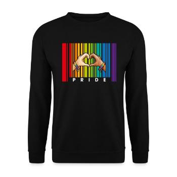 Homosexuell Stolz Barcode LGBT Lesben Bisexuell Regenbogen Ha - Unisex Pullover - Schwarz - Vorne - Alina (178cm) & Michal (187cm)