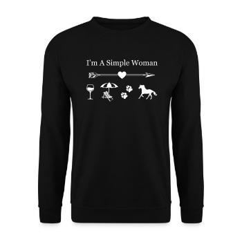 I'm A Simple Woman Love Wine Tongs Chiens Cheval - Sweat-shirt Unisexe - noir - Devant - Alina (178cm) & Michal (187cm)
