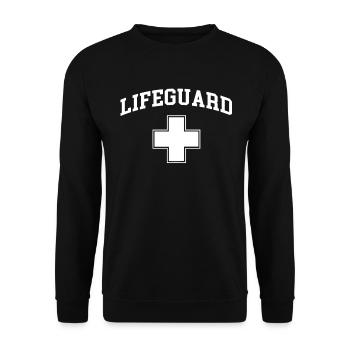 Lifeguard Red Color Shirt White Cross Halloween Nu - Unisex Sweatshirt - black - Front - Alina (178cm) & Michal (187cm)