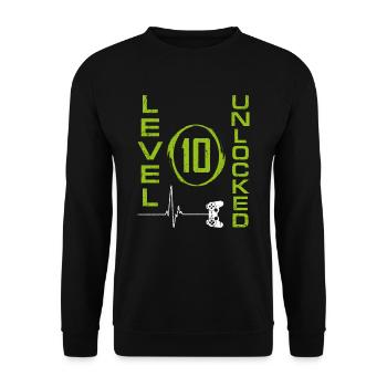 10 ans Gamer Boy niveau 10 débloqué 10e Birt - Sweat-shirt Unisexe - noir - Devant - Alina (178cm) & Michal (187cm)