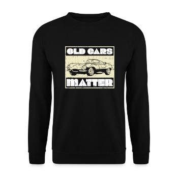 Oldtimer Autos und Vintage Fahrzeuge - Unisex Pullover - Schwarz - Vorne - Alina (178cm) & Michal (187cm)