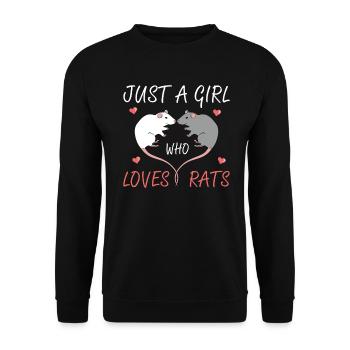 Nur ein Mädchen, das Ratten liebt Besitzer Liebhaber Herzform - Unisex Pullover - Schwarz - Vorne - Alina (178cm) & Michal (187cm)